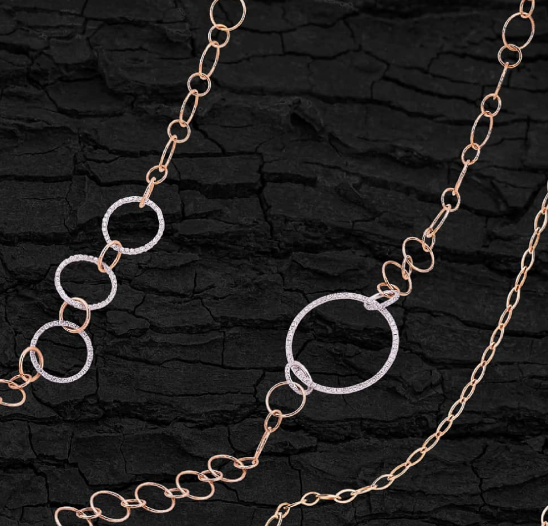 Rose Gold & Diamond Long Chain Necklace | Diamond Necklace | Necklaces For Women